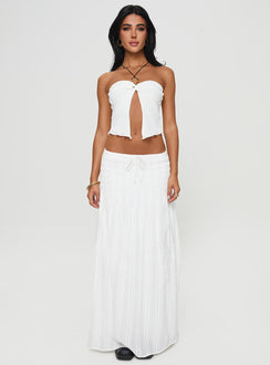   front view of model wearing Princess Polly Carana Maxi Skirt White Maxi 