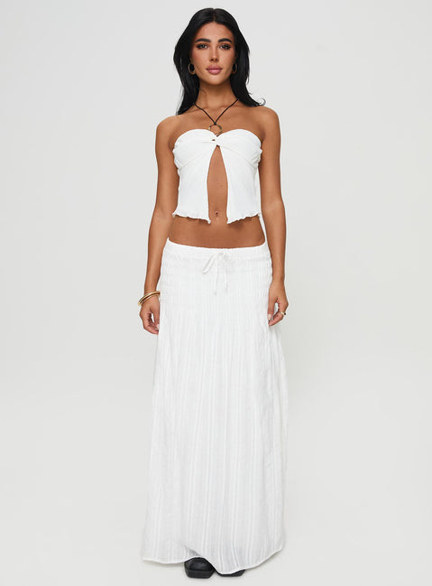   front view of model wearing Princess Polly Carana Maxi Skirt White Maxi 
