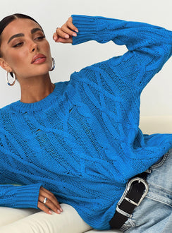 Stiles Cable Knit Sweater Blue Princess Polly  Cropped 