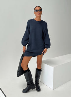 product Princess Polly High Neck High Neck High Neck  Harmony Knit Mini Dress Navy