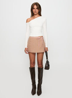 front view of model wearing Princess Polly Korren Low Rise Skort Pink Low Rise Shorts 