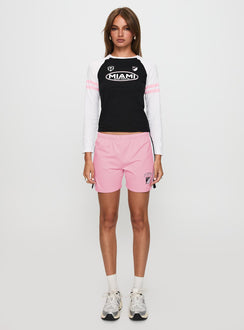 front view of model wearing Princess Polly Inter Miami Cf MLS Long Sleeve Black Full Sleeves Crew Neck 