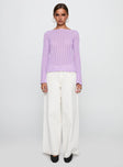 Tuppence Ribbed Long Sleeve Top Lilac