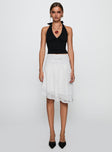 Evanescence Asymmetrical Midi Skirt White / Polka Dot