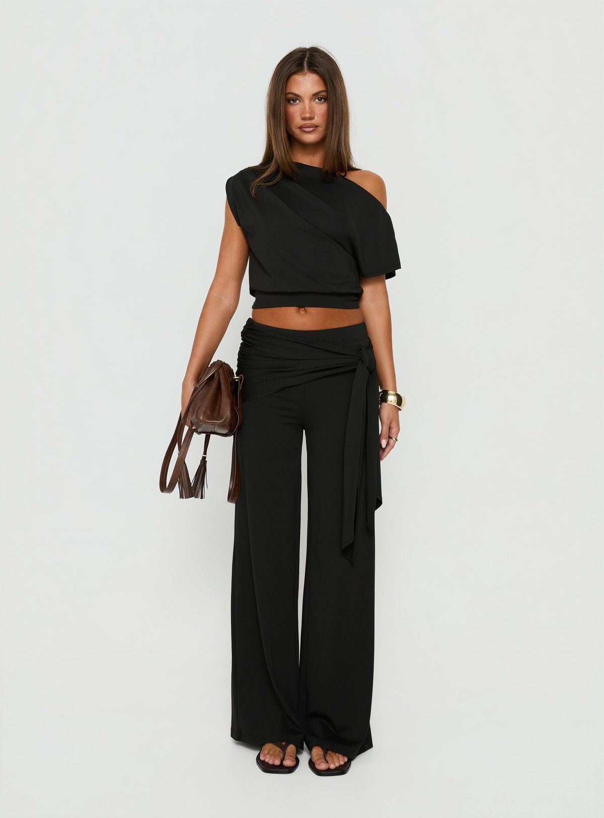 Hadlia Tie Waist Trousers Black