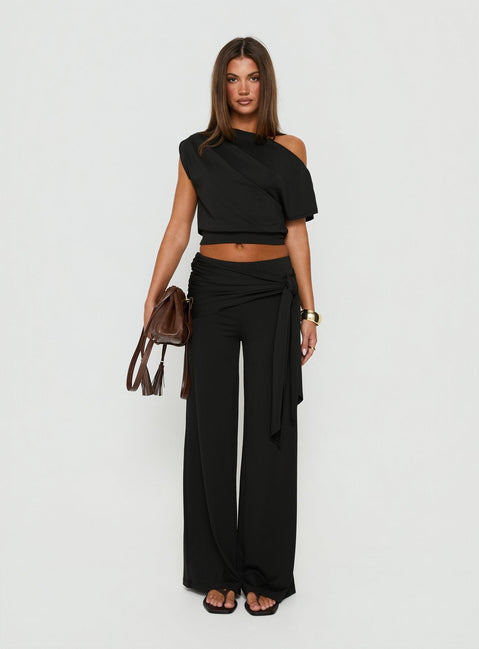 Hadlia Tie Waist Trousers Black