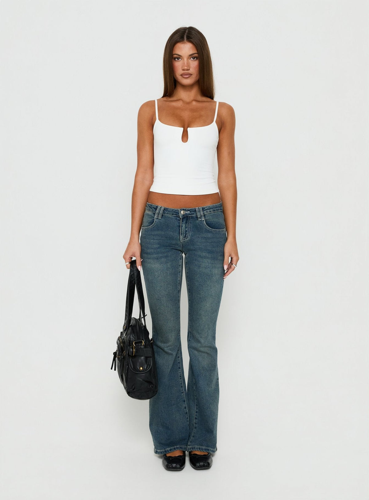 Daily Define Keyhole Cinched Vest Top White