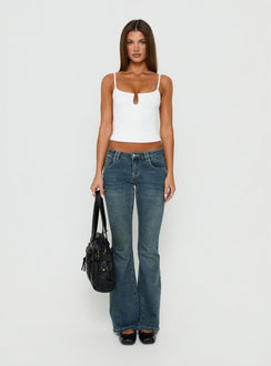 Daily Define Keyhole Cinched Vest Top White