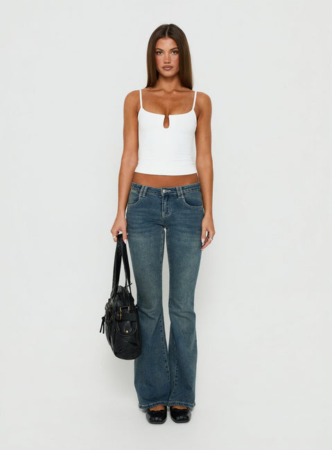 Daily Define Keyhole Cinched Vest Top White