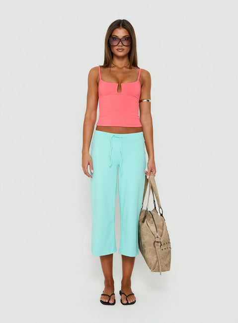 Daily Define Keyhole Cinched Vest Top Coral