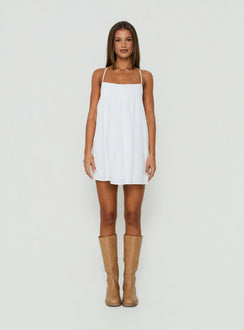 Stick With Me Tie Back Babydoll Mini Dress White