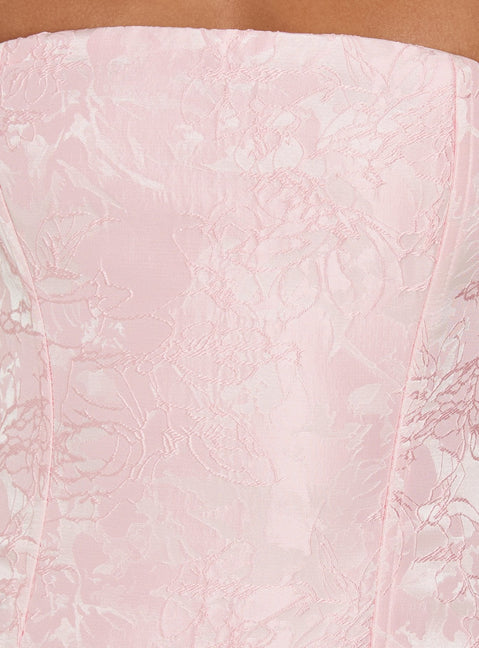Jenevieve Strapless Drape Mini Dress Pink