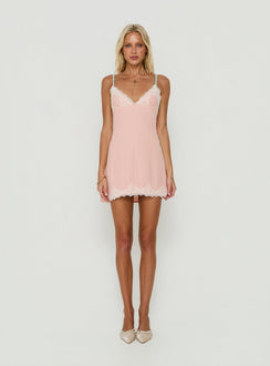 Calistta Mini-Kleid mit Spitzenbesatz Pink