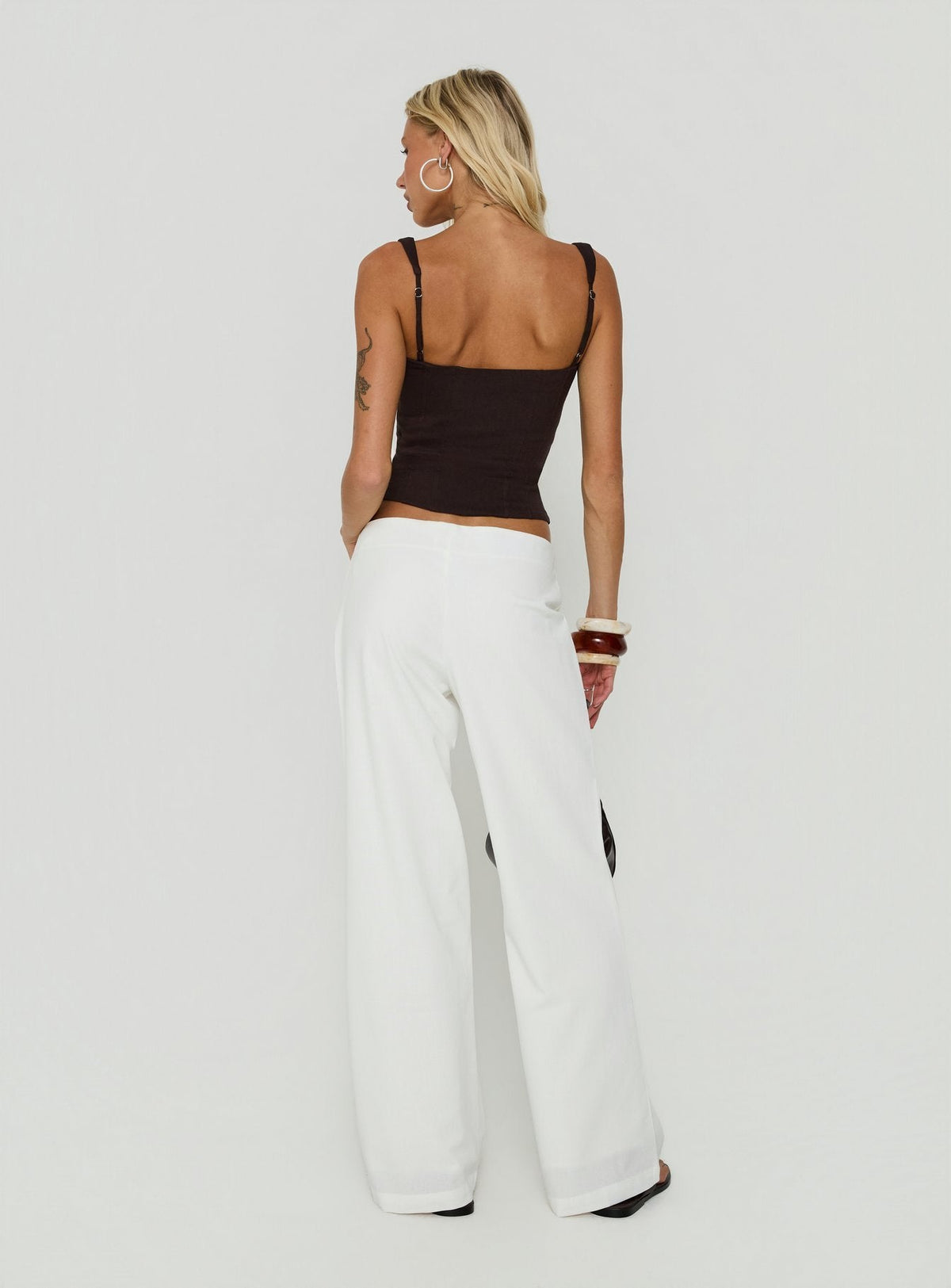 Agazia No Waist Low Rise Straight Pants Weiß