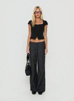 Agazia No Waist Low Rise Straight Trousers Grey
