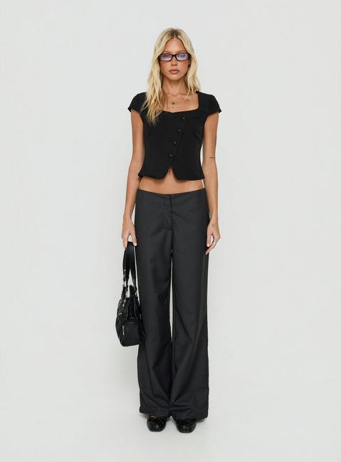 Agazia No Waist Low Rise Straight Trousers Grey