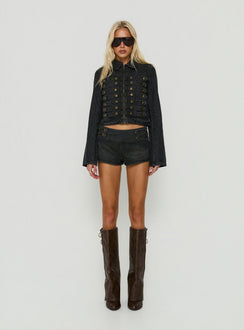 Abellah Military Denim Micro Shorts Washed Black