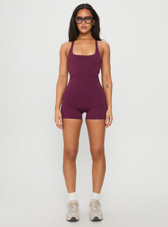 Run The Play Active Romper Plum
