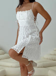 Princess Polly Square Neck  At Last Lace Mini Dress White