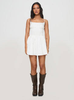 front view of model wearing Princess Polly Matisse Dress White Scoop Neck 