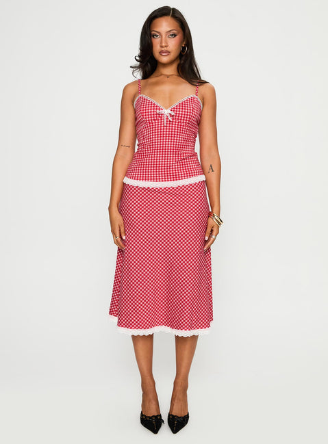 Love In London Set Red Check