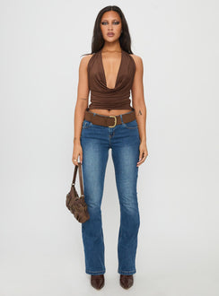 Remarkable Plunged Cowl Neck Top Brown