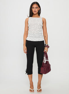 Marleene Shirred Top White Polka