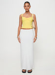 front view of model wearing Princess Polly Dalma Twist Top Yellow Sleeveless Sweetheart 