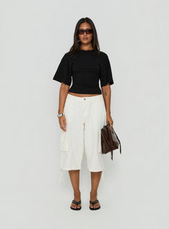 Nakota V Neck Cinched Tee Black