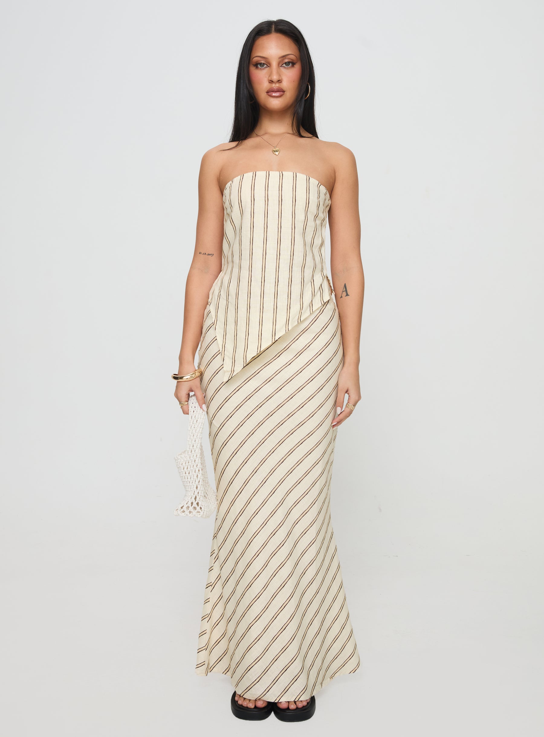 back view of model wearing Princess Polly Birdie Asymmetric Linen Blend Top Cream Sleeveless straight 