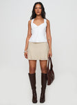   front view of model wearing Princess Polly Dapple Bias Mini Skirt Beige Mini Skirts 