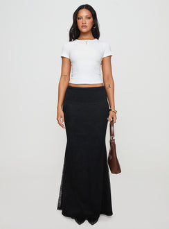 front view of model wearing Princess Polly Baseline Scoop Rib Tee White Short Sleeves Crew Neck 