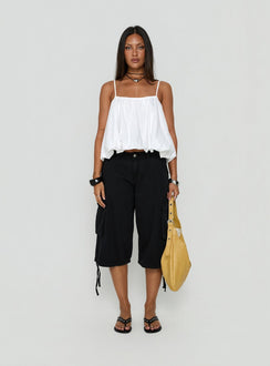 Hudsen Longline Cargo-Shorts in verwaschenem Schwarz