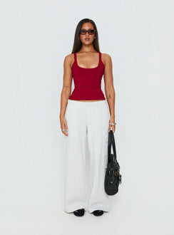 Kasper Cinched Longline Tank Top Wine