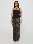 Front view of model wearing  front Ergo Maxi Skirt Leopard Princess Polly  Maxi 