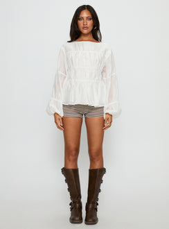 Xamira Ruched Long Sleeve Top White
