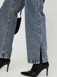 Princess Polly Mid Rise  Brunell Asymmetrical Waistband Jeans Mid Wash