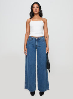 front view of model wearing Princess Polly Baseline Rib Top White Sleeveless Square Neck 