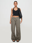 side view of model wearing Princess Polly Paltrow Cargo Pant Washed Brown Petite 