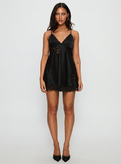 Aloura Spliced Lace Mini Dress Black