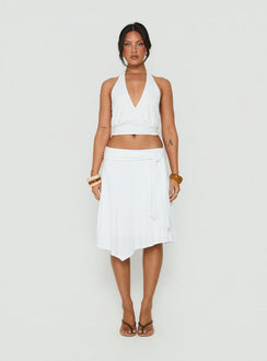Arabele Halter Wrap Top White