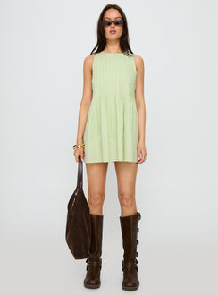 Dreamboat Pleated Mini Dress Matcha