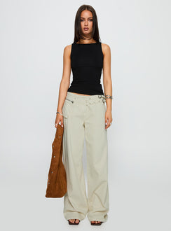 front view of model wearing Princess Polly Lose Your Number High Neck Top Black Sleeveless Crew Neck 