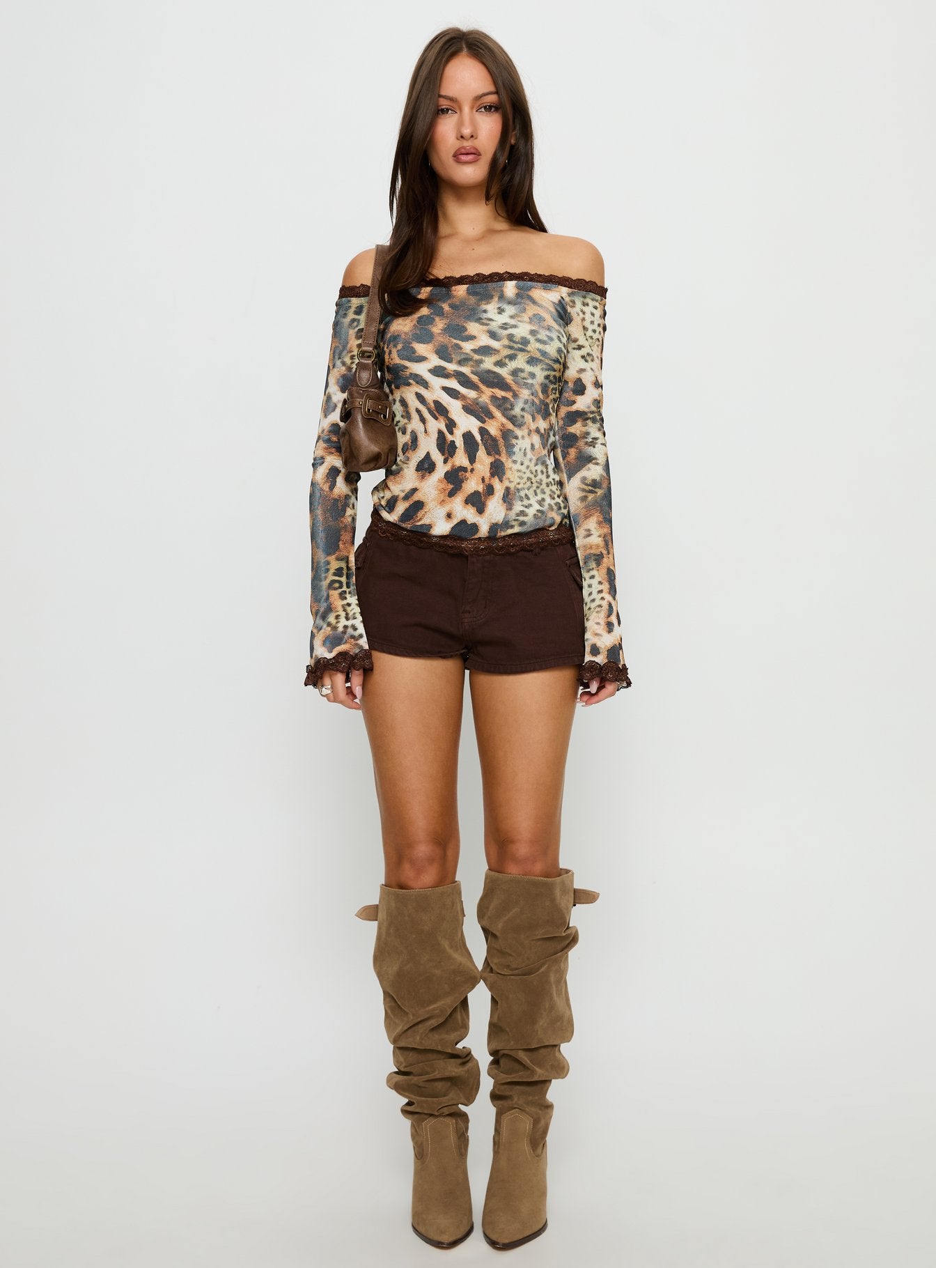 Mochapella Off The Shoulder Top Animal