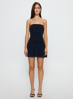 Acasia Strapless Twist Mini Dress Navy