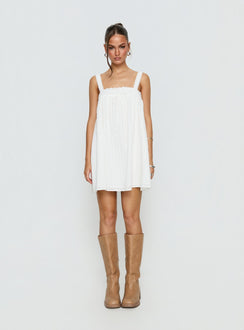 Reason To Stay Lace Trim Floaty Mini Dress White