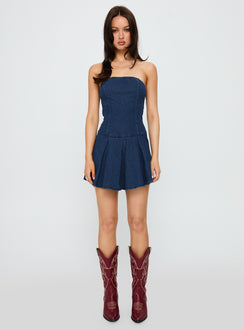Fantastical Strapless Playsuit Dark Denim