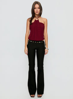 Hedlea Draped Ring Detail Top Wine