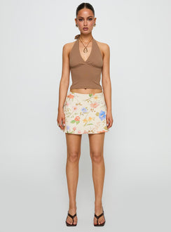   front view of model wearing Princess Polly Feed The Soul Mini Skirt Floral Multi Mini Skirts 