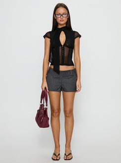 Anistasia Mesh Keyhole Corset Top Black